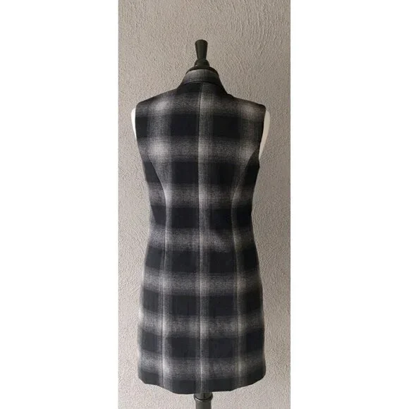 WAYF Plaid Sleeveless Tunic Vest Zip Front in Black and Gray Size XS - Picture 4 of 8
